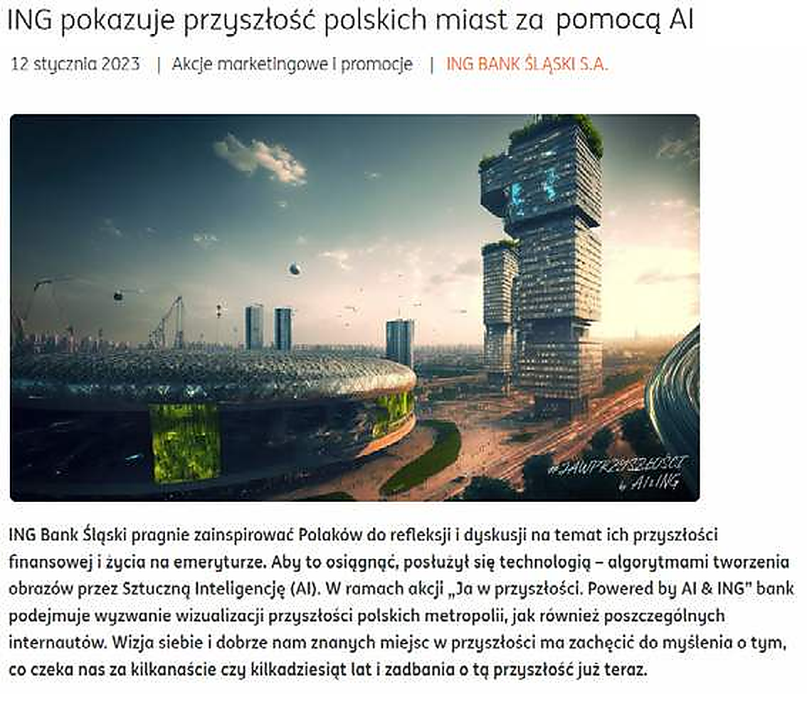 ING pokazuje przyszłość polskich miast za pomocą AI