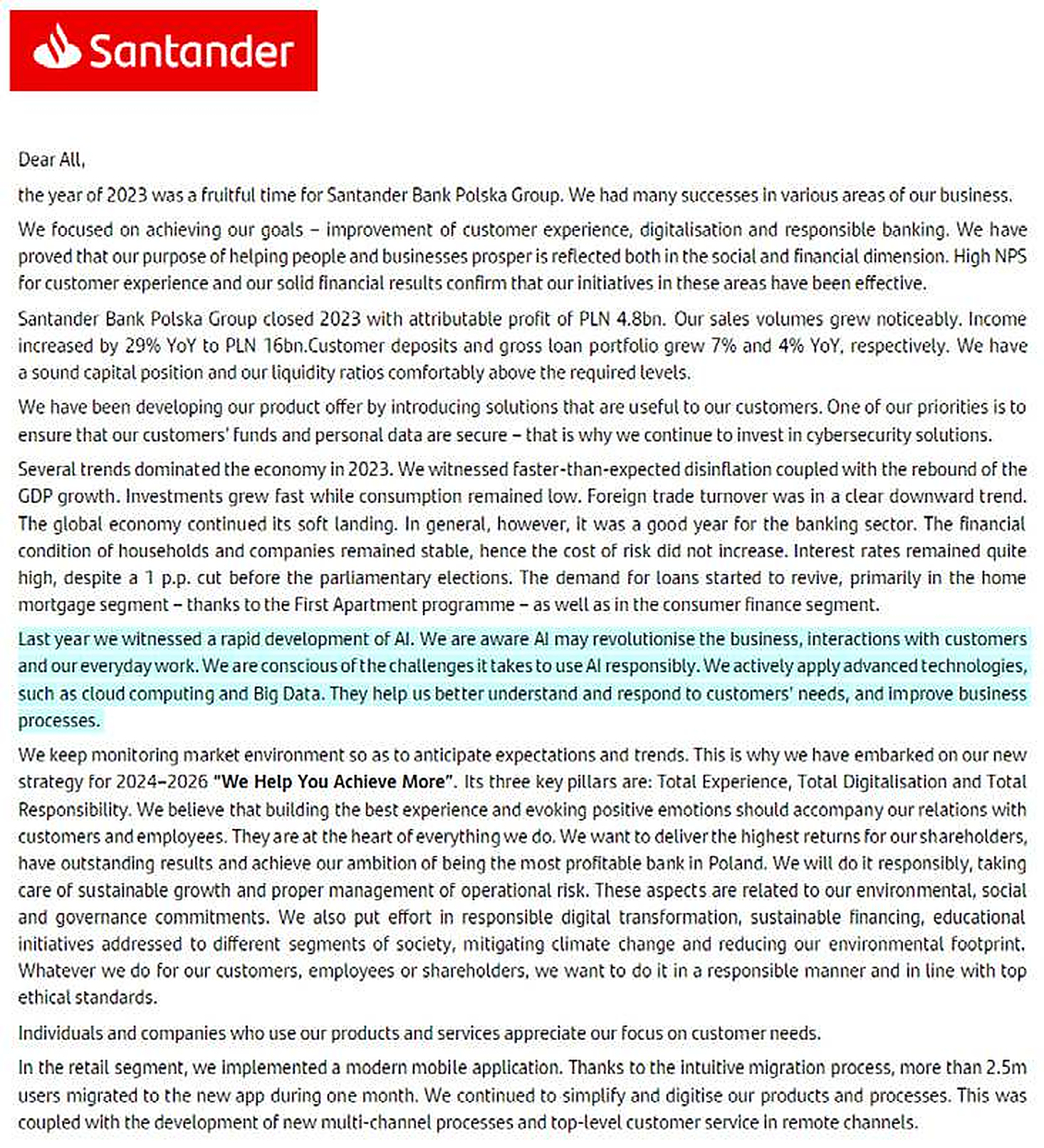 Santander – publikacja dotycząca wykorzystania sztucznej inteligencji